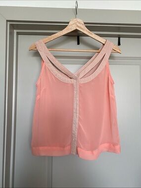 Light Peach Sheer Double-Strap Button-Front Camisole